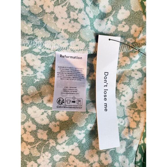 NWT Reformation Calix Dress Green & White Floral Mento Mini Size XS - Picture 7 of 8